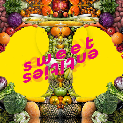 sweet entities ONE branding collage collageart cover art entities fruit graphicdesign gt guatemala icarosdie loveistheanswer poster poster design psychedelic psychedelicart vector yellow