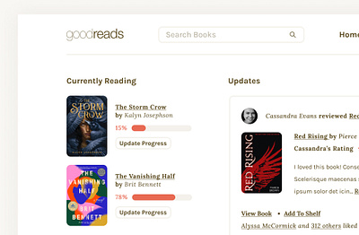 Goodreads Redesign (In Progress) books goodreads reader ui ux design web design