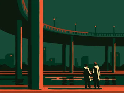 Rendezvous (crop) art artist city city illustration cityscape freelance freelancer illustration illustrator night priya mistry underpass urban