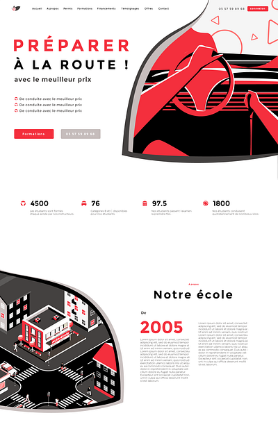 Landing-page, Auto-école Lormont car drive driver drivers driving learn logo ui