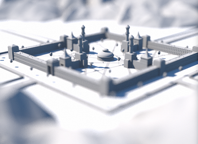 Castle / Courtyard Study 3d c4d castle courtyard dof fortified human illustration octane path people render road scale trees walls