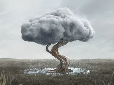 Snow tree 3d 3dsmax ambient art cloud concept day field nature realistic render sky snow snowfall surrealism tree winter
