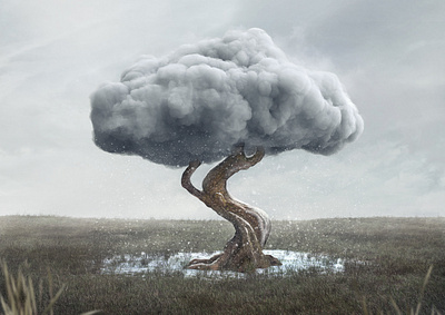 Snow tree 3d 3dsmax ambient art cloud concept day field nature realistic render sky snow snowfall surrealism tree winter