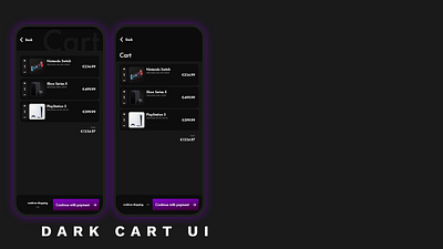 Dark Cart UI app dark app dark mode dark theme dark ui ui ui design