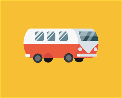 Camper minivan vector illustration camper cartoon design flat icon illustration minimal minivan vector vectorart