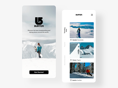 Snowboarding adventure app burton design friendly interfaces iphone x mountains snowboard snowboarding ui ux