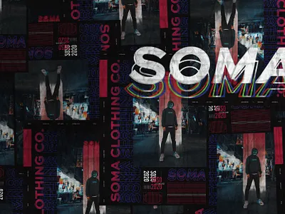 SOMA Poster Wall brand branding clothing brand clothing logo colours glitch illustrator logo photoshop poster typeface typelogo typogaphy