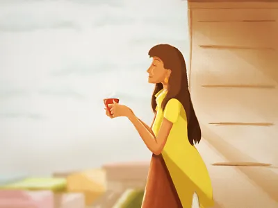 Rise and Shine coffee design digitalillustration flat illustraion illustration illustrator minimal relax sun tea vector yellow