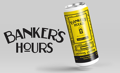 Banker's Hours Beer Label Lettering & Design art deco beer branding brewery design handlettering illustration lettering packaging design type typography