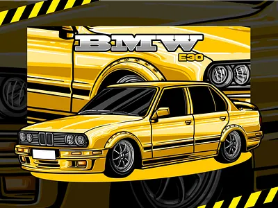 CAR DRAWING BMW E30 graphic