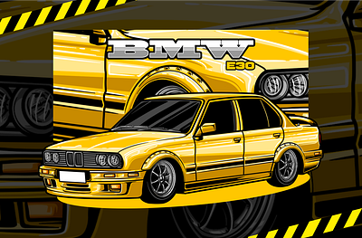 CAR DRAWING BMW E30 graphic