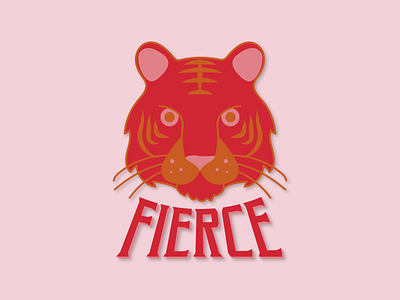Fierce Tiger aesthetic design fierce illustration logo orange pink red tiger typography vector