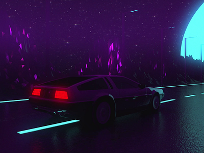 Delorean Ride 3d animation 3d art 80s style adobe after effects after effects animation cinema 4d delorean design maxon3d motion design motion graphics retro retrowave vaporwave