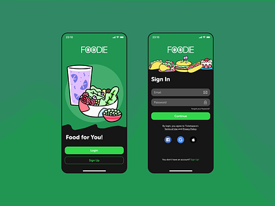 Food Delivery App - Login Screen Dark Rebound app dark dark mode dark theme dark ui design figma food food app foodie login dark mobile ui ui design uidesign user interface design