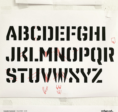 Sketch for Shentox Stencil, 2015. discarded font sketch unpublished