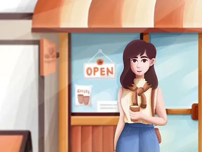Cup Coffee Girl digitalpaiting illustration illustrator minimalism painted painting vector