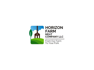 HORIZON FARM brand branding concept business country cow family farm meat village