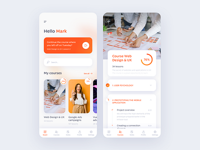 Online courses – mobile app concept app branding clean concept creative design ui ux