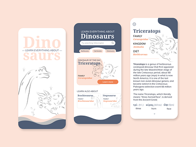 UI Design Concept - Learn everything about dinosaurs adobe xd adobexd branding design digital art dinosaurs encyclopedia illustration palette product design ui ui concept ui design user interface design userinterface