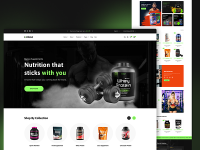 "Ambaz Modern Nutrition Store UI/UX & Shopify Development" ecommerce figma design fitness gym landing page nutrition online store product page prototyping responsive design shopify design shopify development shopify store shopify theme shopify ui shopping ui uiux design ux design web store wireframe