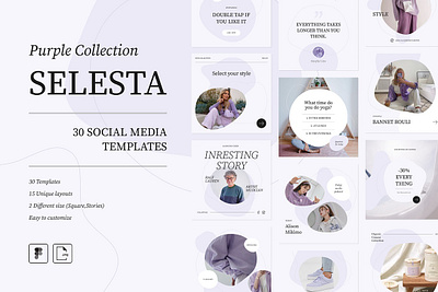 Selesta Purple Social Templates instagram instagram stories instagram template media purple social templates selesta purple social templates social social media pack social media template social templates square stories stories template story templates templates for instagram