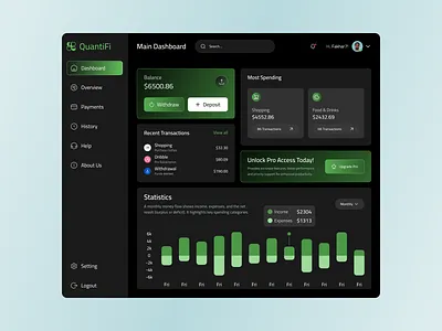 Wallet Dashboard UI Design bill payments