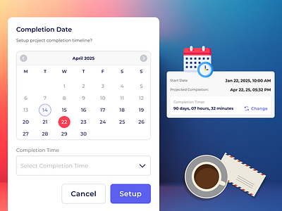 Project Timeline | Start & Completion Date Time ai animation booking calendar chart colors complete completion dashboard date gradient mobile app office project setup table time timeline website