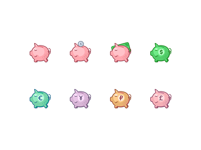 Piggy bank bank cash coin credit eur figma icons money moneybox piggy pound rub safe ui usd yen