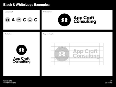 App Craft Consulting - Brand Guide brand brand book brand design brand guideline brand identity branding broworks color palette design design system graphic design logo logo design logotype manual mark minimalistic typography vector