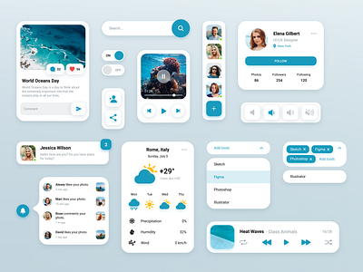 UI KIT - Ocean android app app design design figma figma design ios mobile mobile design ocean sketch theme ui uikit ux web web design