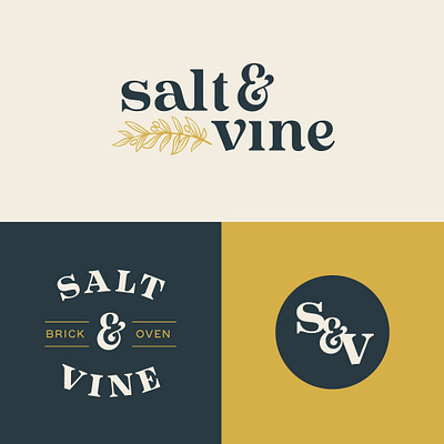 Salt & Vine Logotype branding design hand lettering identity illustration italian restaurant lettering logo logotype olive branch restaurant branding restaurant logo serif typography