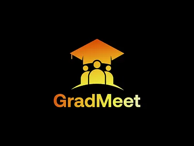 GradMeet logo abstract branding design gradient graduate logo logo mark logo design logo type minimalist modern logo people