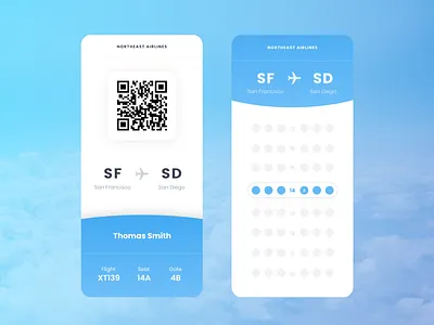 Boarding Pass airlines airplane airports app boardingpass design design app mobile mobile ui seat ticket uiux