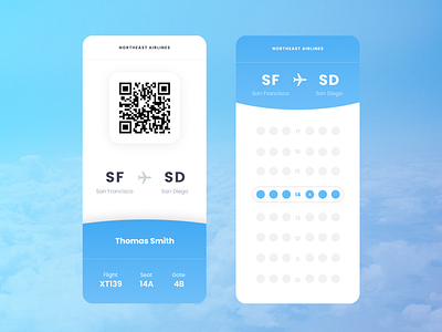 Boarding Pass airlines airplane airports app boardingpass design design app mobile mobile ui seat ticket uiux