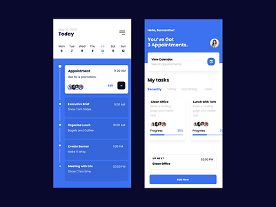Appointment Calendar App appointment blue booking calendar cards clean organize organizer task tasks today todo todolist
