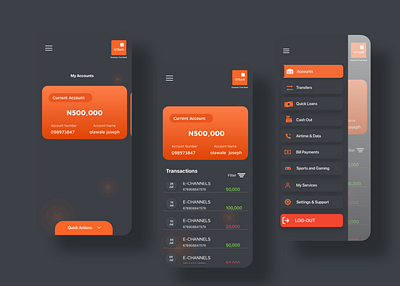 GTBank mobile banking redesign featuring dark mode