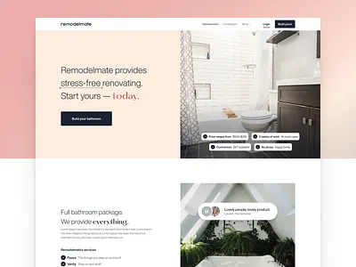 Remodelmate Homeowners bathroom clean ui construction hero hero image hero section homeowners inner page ui design ux design web design website
