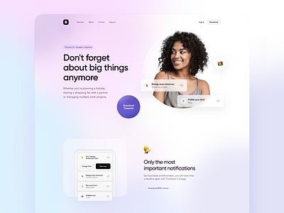 TimeNote 3.0 - (sneak peak) 👀 3d app blur clean colors design desktop desktop application gradients icons illustration landing minimal mobile page round shadows timenote ui www