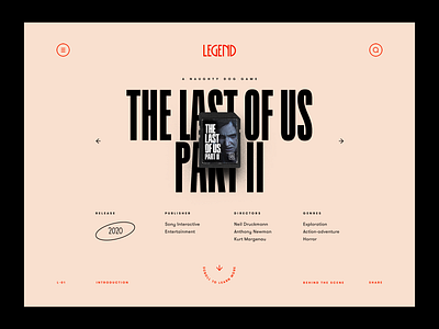 Legend — Design Exploration Part II app art deco clean ui concept grid homepage homepage design interaction interface landing landingpage last of us logo minimal orange product design typography ui ux website