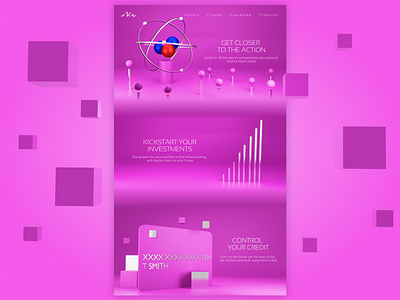 Product Page 3d 3d ilustration blender branding credit card cubes finance finance business investing investment jakeux product design product page purple ui ux web design website