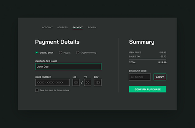 Credit Card Payment dailyui