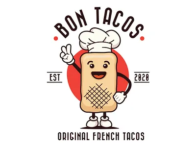 French tacos character logo badge character creative emblem logo minimal simple