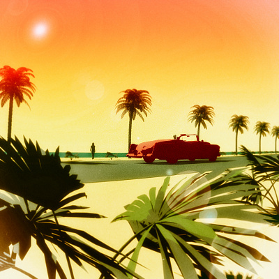 Coastal Brake v01/v02 album art album cover art director beach classic car cover art cover artwork digital art digital illustration editorial art eric sylvester hot illustration key biscayne miami beach palm trees pop art spring summer sunny