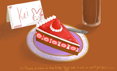 Strawberry cake for Kei cake digitalart sai semirealism strawberry