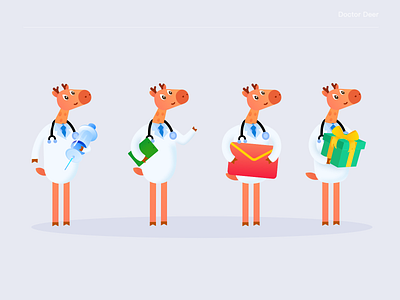 Doctor Deer app design healthy illustration minimal typography ui website 应用 插图