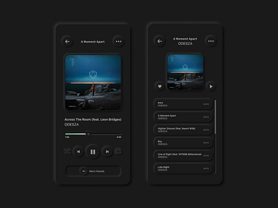 Daily UI 009 - Music Player daily ui dailyui dailyui 009 dailyuichallenge darkmode music player neumorphic design neumorphism odesza skeumorphism