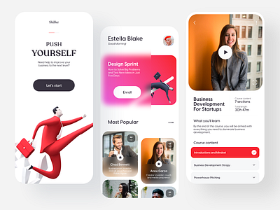 Skill Development App app application clean ui course design development ios minimal mobile mobile app design platform self self care skill skillshare ui user experience user interface ux