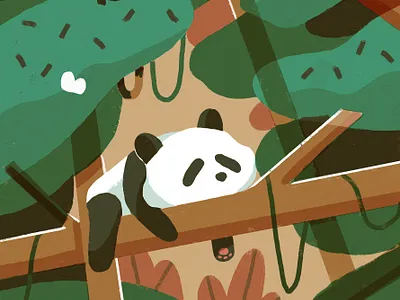 panda green illustration jungle panda