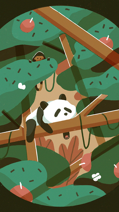 panda green illustration jungle panda