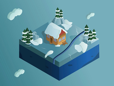 Isometric house art cold design house ice illustraion illustrator island isometric isometric art isometric illustration isometry snowy winter